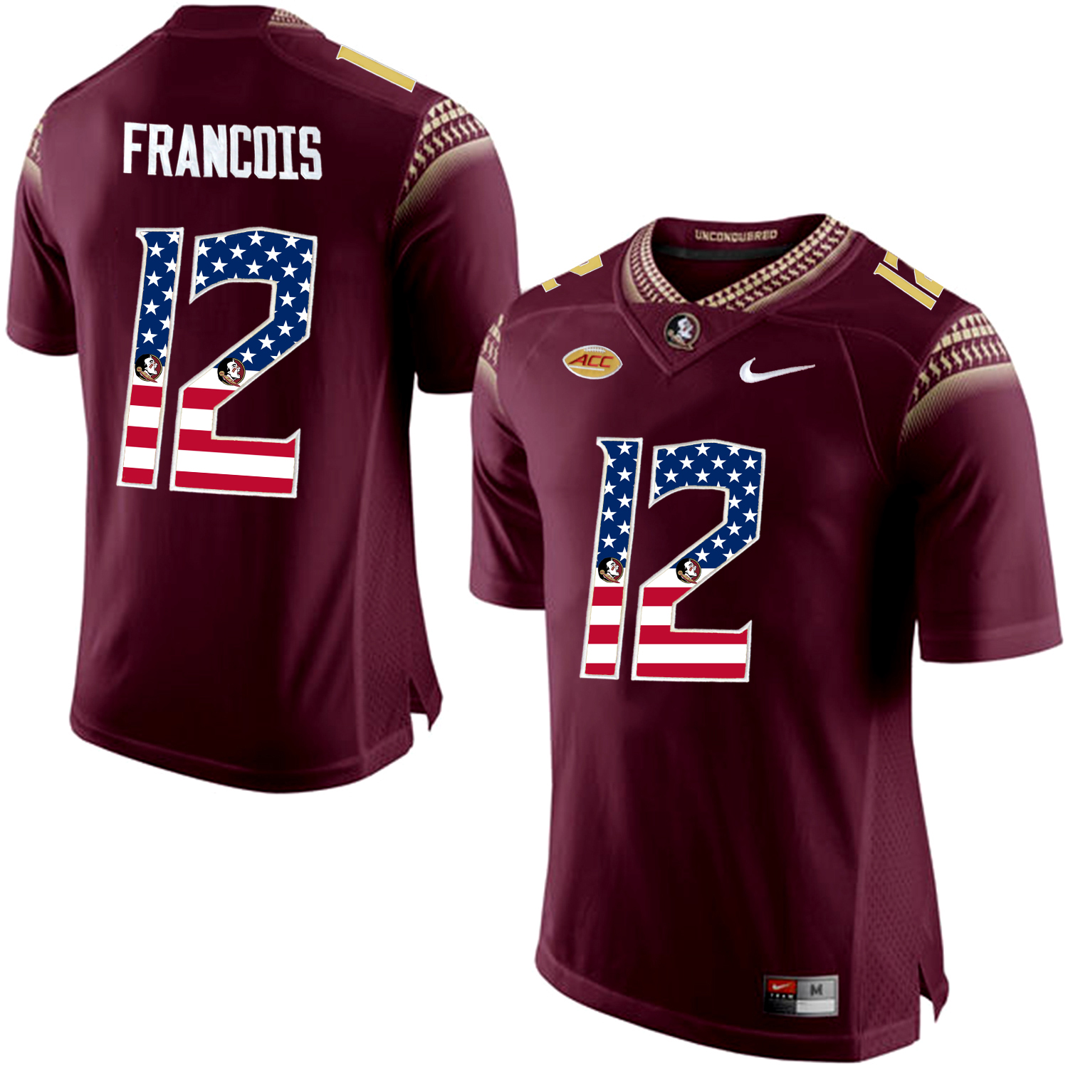 US Flag Fashion Men Florida State Seminoles Deondre Francois #12 College Football Jersey  Red->ncaa teams->NCAA Jersey